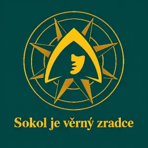 Orizni obrázek aby zbylo pouze kolečko s motivem a pod to zlate napis "Sokol je věrný zradce"