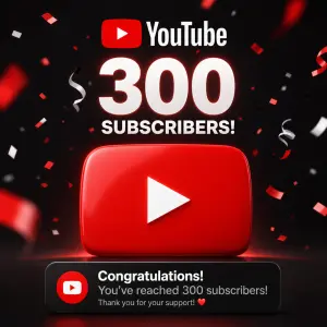 youtube style za dosahnutí 300 subs a napis jako na youtube buttonu kde mi gratululi za 300 subs anglicky