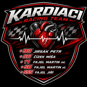 Logo kardiaci racing team
#93 Jirsák Petr
#56 Čízek Míša
#11 Fajgl Martin ml.
#50 Fajgl Martin st.
#555 Fajgl Jiří