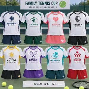 Sportovní dres pro různé rodiny na tenisový turnaj