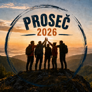 odeber motiv hor s vlaječkou. Ponech pouze teambuilding motiv a text "Proseč 2026"