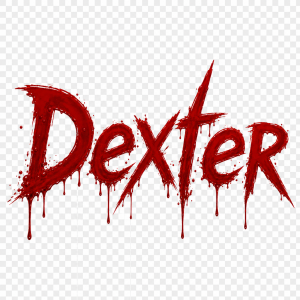 Chci nápis Dexter červeným písmem a s efekty jako kapky krve bez pozadi