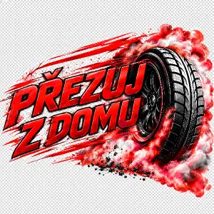Text červený a u kola dým a oddělej černé pozadi