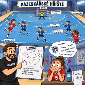 Házenkářské hřiště s popiskem, se strategií čemu prostě nerozumíš.