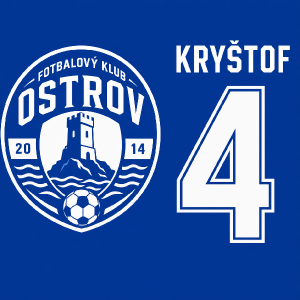 Pozadí modré nápisy bílé. Logo má být Fotbalový klub Ostrov