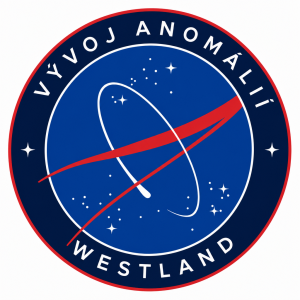 Logo Nasa bez nápisu, s textem okolo: vývoj anomálií Westland