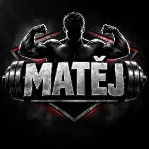 Jméno MATĚJ se symbolem svalů nebo fitness tenatiky