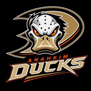 Logo hokejového týmu NHL Anaheim duck, nové logo s oranžovýma očima, včetně textu
