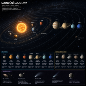 Zobrazení sluneční soustavy včetně trpaslicich planet