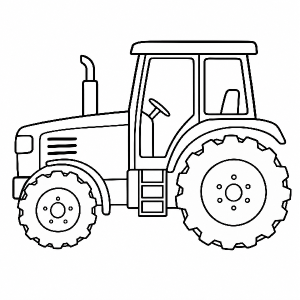 Traktor jednoduchy bily nakresleny