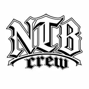 vytvor "NTB crew" logo s 90s gansterskym pismom a daj to v čiernobielej farbe