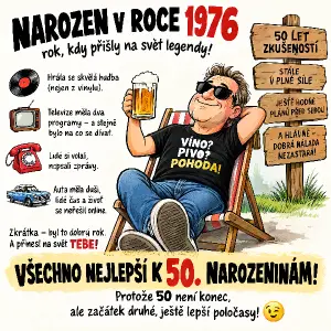 humorný text k 50. narozeninám. Rok 1976