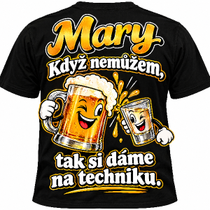 Ještě napis:tak si dáme na techniku.A to vše na celé zada na černém tricku