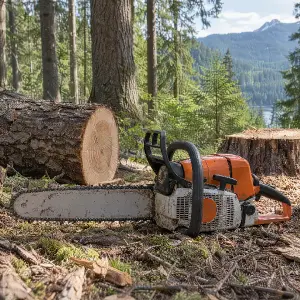 Chainsaw in forest