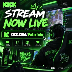 promo na stream na kick at tam je k ick.com/Patixfnbr a at tam je promo vsechno at to vypada dobře