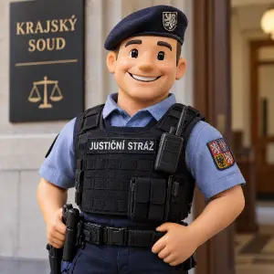 usměvavá figurka příslušníka justiční stráže