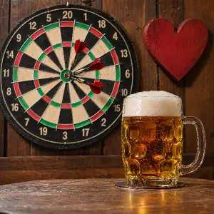obrazek terče na šipky + pivo + srdce