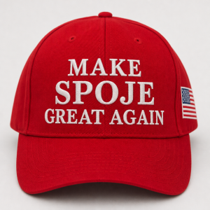 udělej mi tam nápis Make America Great Again, ale místo America, tak tam bude napsáno Spoje