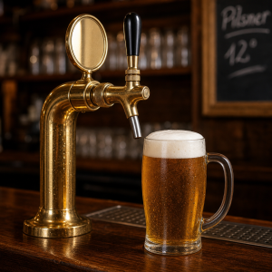 Pípa na pivo se sklenici piva