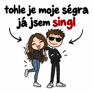 chci nápis tohle je moje ségra já jsem singl na dvě řádky a vtipný obrázek vhodný pro kluka i holku