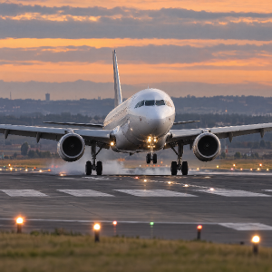 leetadlo přistávající na runway