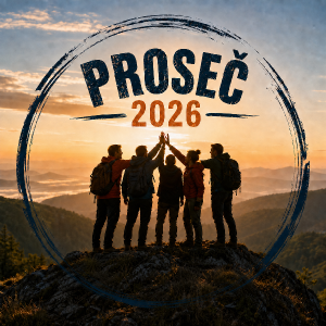 odeber motiv hor s vlaječkou. Ponech pouze teambuilding motiv a text "Proseč 2026"