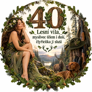 Aby tam bylo číslo 40 a veta Lesní víla, myslivec tělem i duší, čtyřicítka ji sluší
