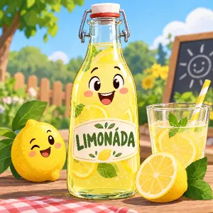 na láhev přidej nápis limonáda