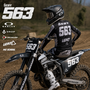 Šeby 563 na motocrosové motorce sponzoři oakley drop dunlop leatt mx school