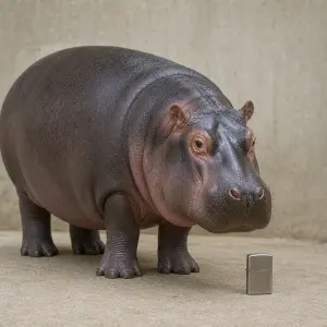 Hroch vedle malého zapalovače zippo