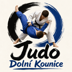 zápasníci judo a nápis Judo Dolní Kounice