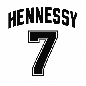 Text jako na fotbalovem dresu se jmenem hennessy a s cislem 7