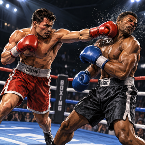 Akční Ilustrace dvou boxerů v ringu