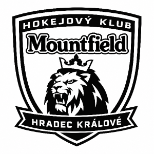 Znak hokejové klubu Mountfield Hradec Králové černobílý