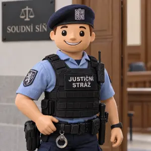 usměvavá figurka příslušníka justiční stráže