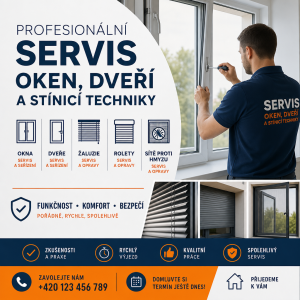Děláme servis oken, dveri a stinici techniku jako zaluzie, rolety, site proti hmyzu. Chci aby to bylo reklamni