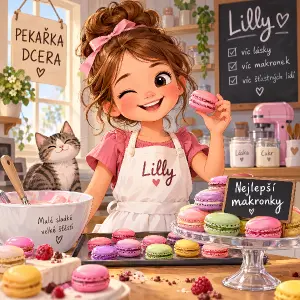 pekařka dcera a peče nejlepší makronky a jmenuje se Lilly