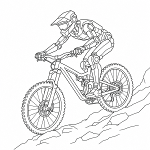 biker jako robot na horském kole, udělat jako obrys