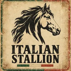 Italian stallion jen nápis a obrys hlavy hřebce