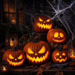 Halloween, dýně, pavučiny