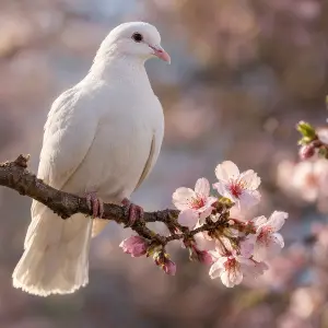 holub a nějaký pěkný květinový motiv, např. sakura, ale jen malá snítka