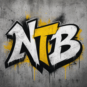 Logo NTB v tváre grafity
