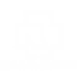 Logo kapely Rammstein, bez pozadí, bílý nápis