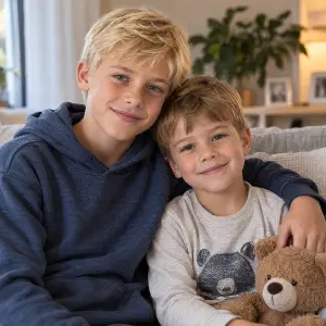 starší chlapec blond a mladší světle hnědé vlasy