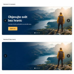 Ano, pokud z banneru odstraníte veškerý text, může dojít k narušení jeho rozložení. Funkce carouselu totiž s variantou b