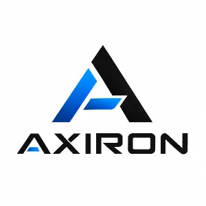 najdi stránku axiron.cz a vytvoř logo vhodné této firmě ve černo modré