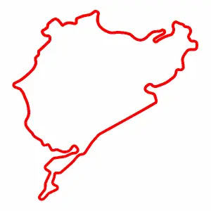 Nurburgrig obrys dráhy v červené barve