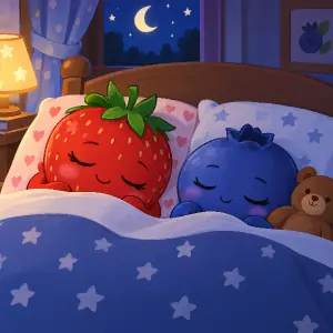 Jahůdka a borůvka jsou spát. Cartoon styl