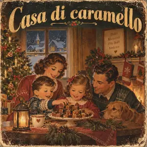 Vanocni rodinny motyv s napisem Casa di caramello