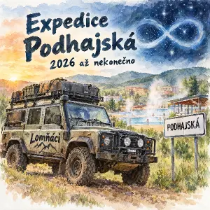 Expedice Podhajská, 2026 až nekonečno, expediční vozidlo s nápisem Lomňáci